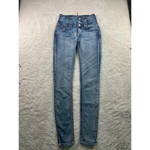 Almost Famous Jeans Womens 1 High Rise Skinny Button Fly Stretch Denim Pants